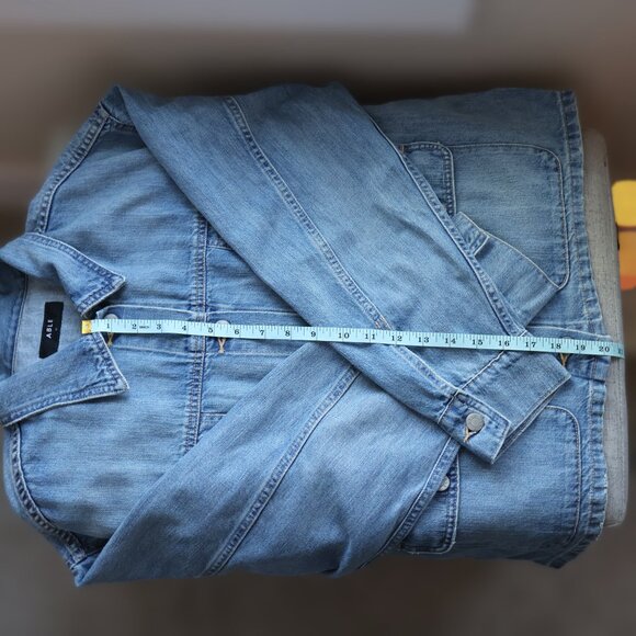 Able Aspen Cropped Denim Jacket Sky Blue Wash Womens XL Spring Travel Staple - Picture 5 of 8